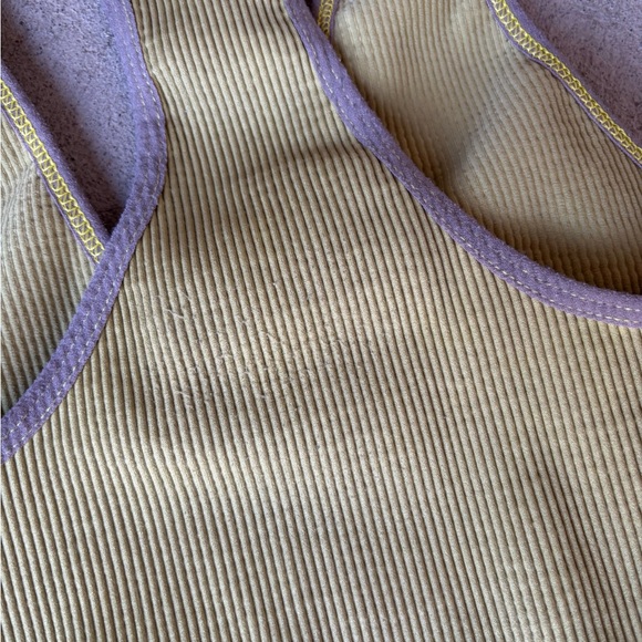 Free People FP Movement Free Throw Ribbed Crop Tank Yellow & Grey Size Medium - Picture 10 of 11